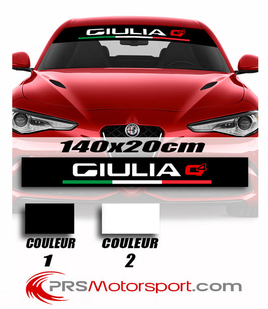Stickers bandeau pare brise voiture Alfa Romeo autocollant Giulia Q4 Italia.