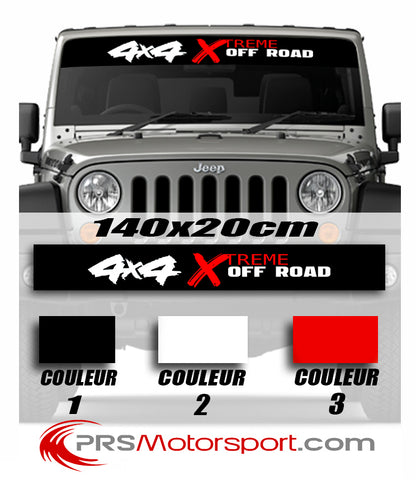 bandeau pare soleil jeep 4x4 Xtreme off road, autocollant 4x4