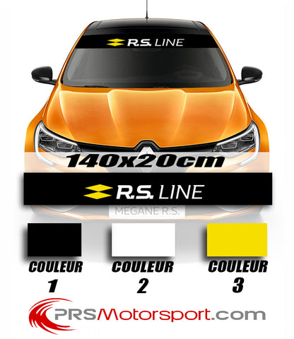 Bande autocolant pare-soleil RENAULT, stickers RS LINE pare-brise.
