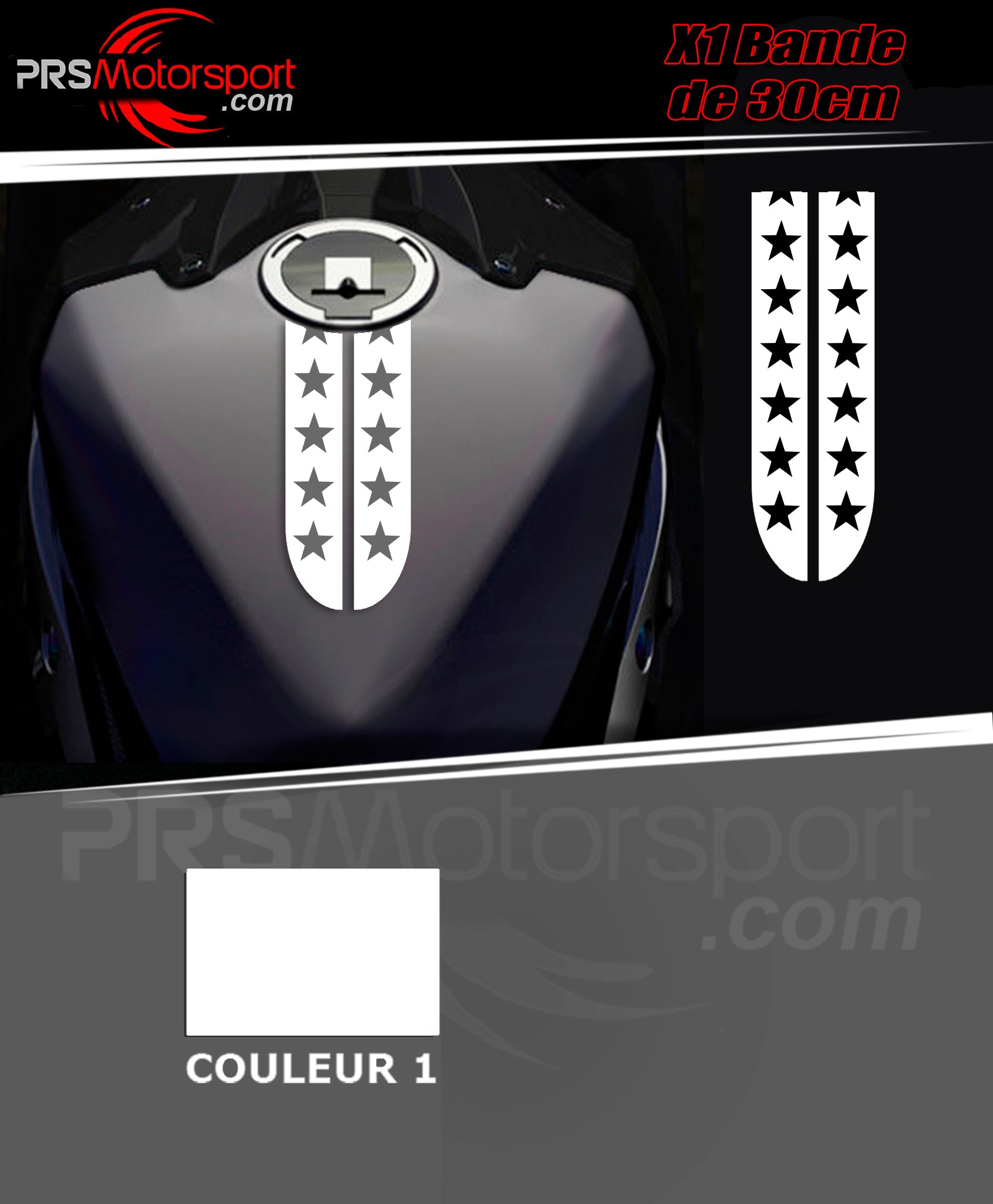 autocollant bande réservoir moto, stickers étoile. 