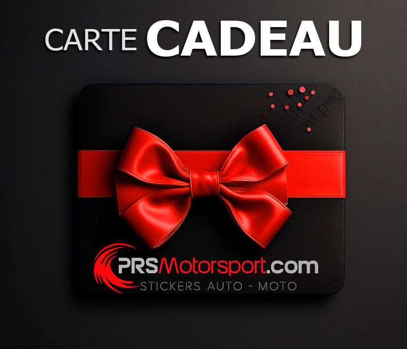 Carte cadeau prsmotorsport pour achat autocollant moto et voiture. 