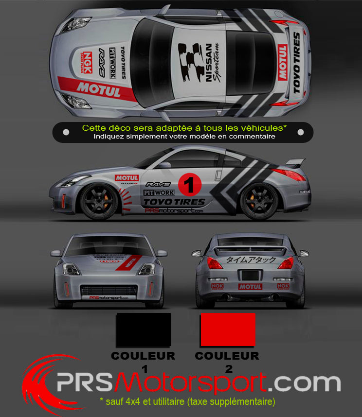 Decals nissan motorsport 350z 370z GTR silvia Honda civic prelude accord, kit déco Nissan racing street autocollant carrosserie livery design car.