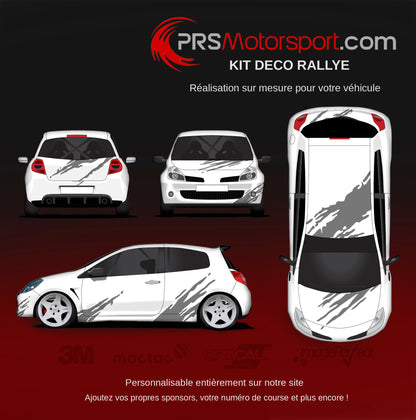 Autocollant voiture de rallye, kit déco sur mesure pour voiture de piste. Stickers carrosserie circuit.