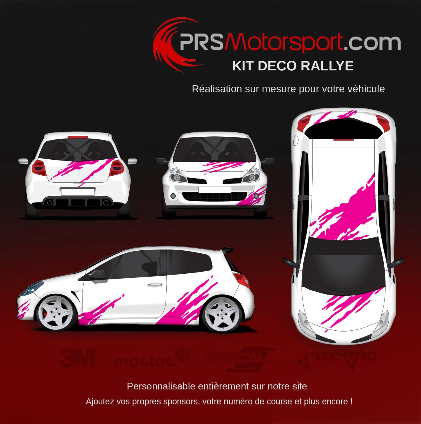 Kit déco personnalisé pour voiture de circuit. Stickers carrosserie déco rallye.