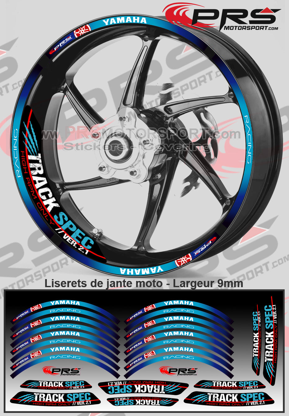 Kit déco jante autocollant moto Yamaha, stickers Track Spec pour liseret roues.
