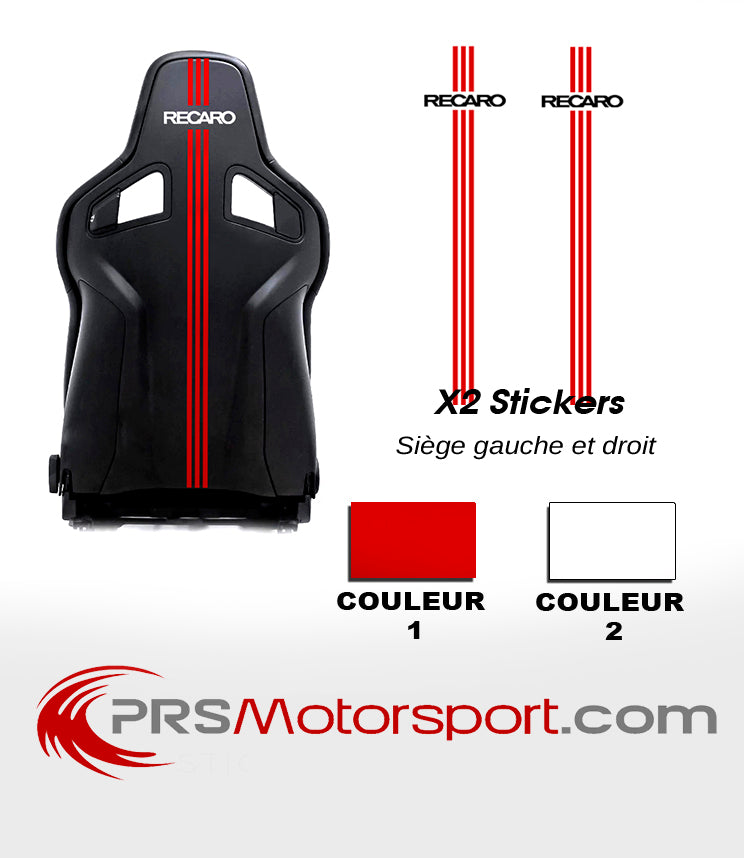 Autocollant siège BAQUET RECARO EDITION, stickers bande rouge. 