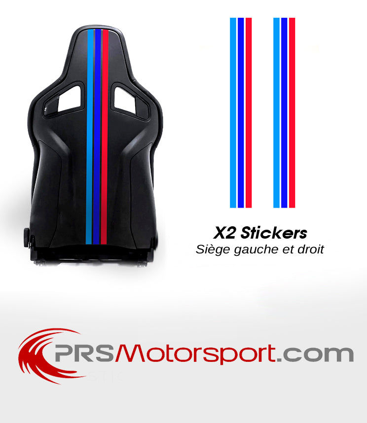 Stickers tricolore BMW Motorsport, autocollant pour siège baquet.