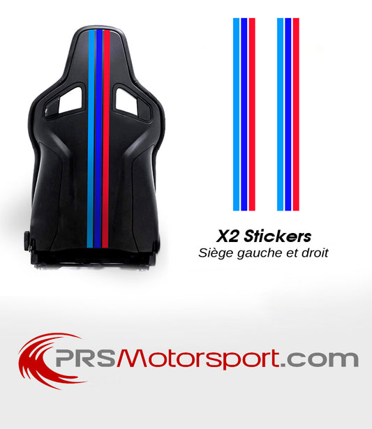 Stickers tricolore BMW Motorsport, autocollant pour siège baquet.