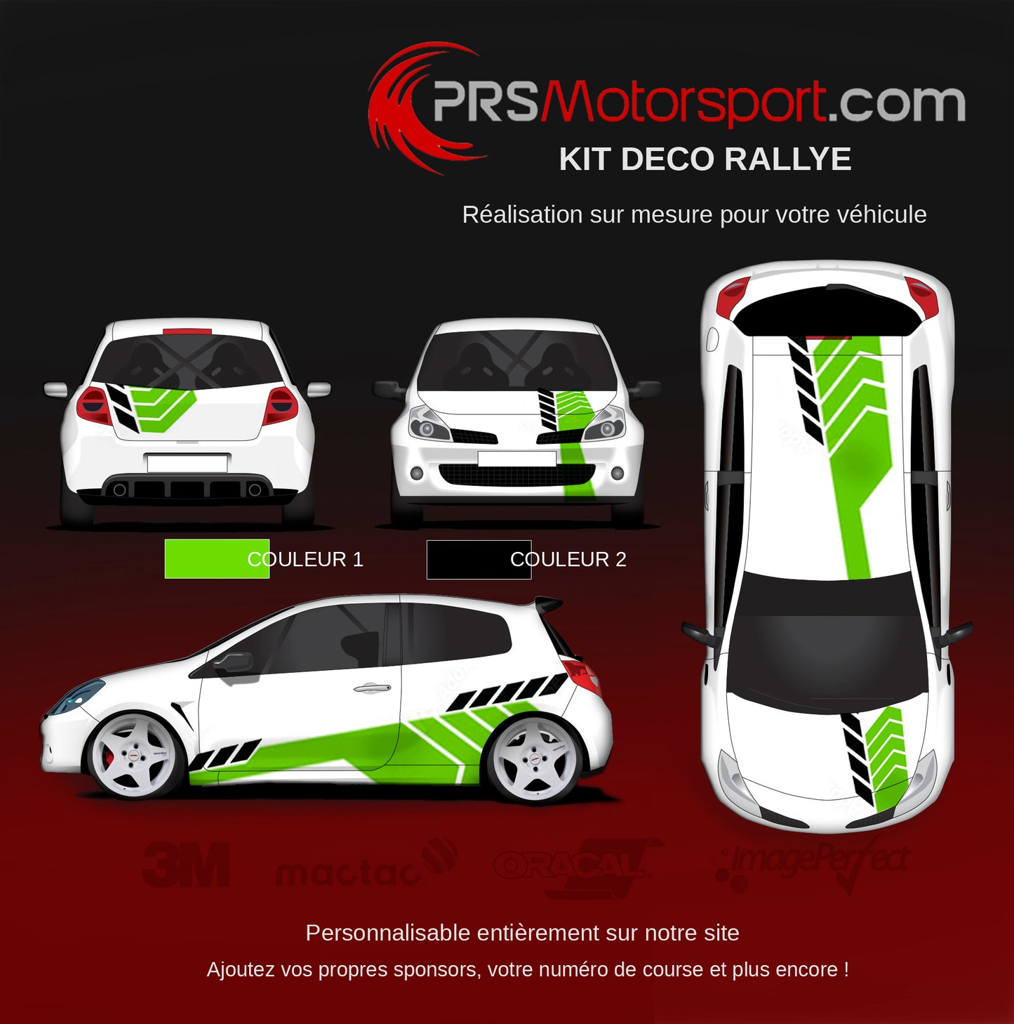 Kit autocollant voiture rally universel. Stickers carrosserie personnalisé.