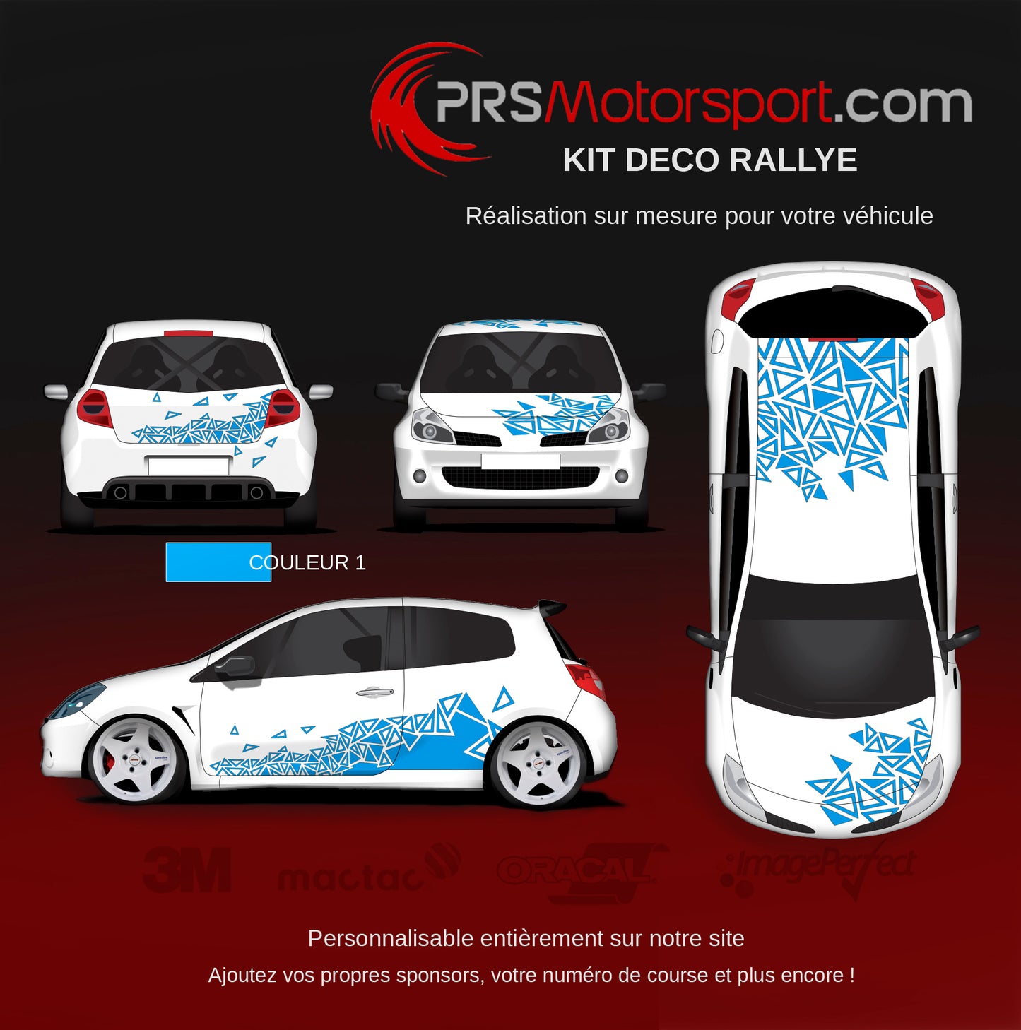 Kit deco universel pour voiture de rally et compétition circuit, autocollant voiture personnalisé. Kit stickers carrosserie. 