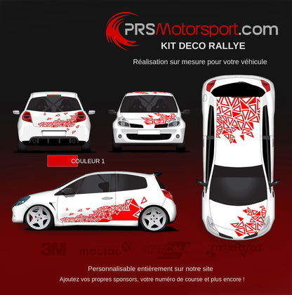 Kit autocollant voiture rally personnalisé. Déco universelle pour voiture de circuit.