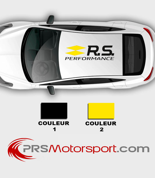 logo RS PERFORMANCE stickers pour le toit, autocollant carrosserie voiture RENAULT SPORT.