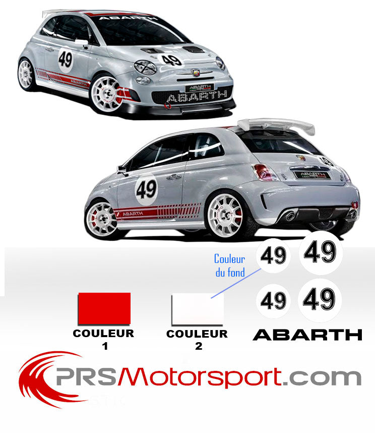 Autocollant voiture FIAT ABARTH pour FIAT 500, PUNTO, STILO, UNO et autres. Stickers carrosserie déco numéro de course assetto corsa.
