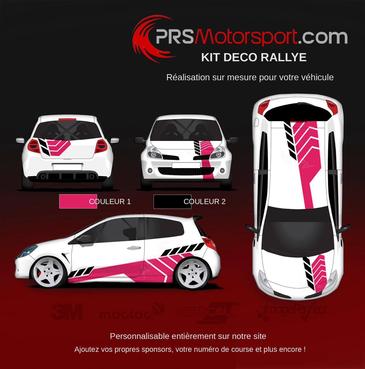 Kit autocollant voiture personnalisé, kit déco universel rally et piste.