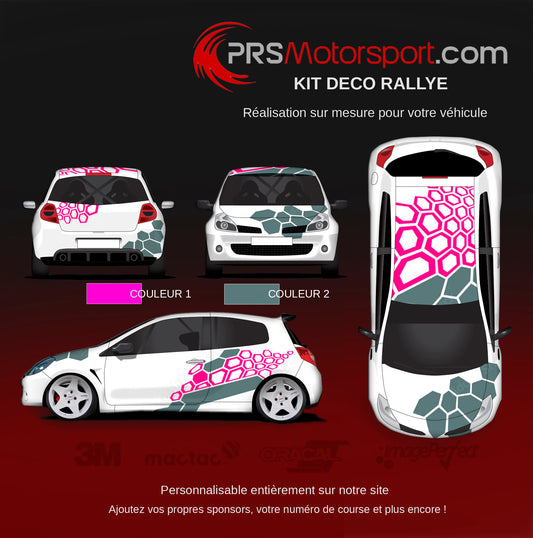 Kit deco rally sur mesure, stickers pour carrosserie voiture compétition circuit et rallye.