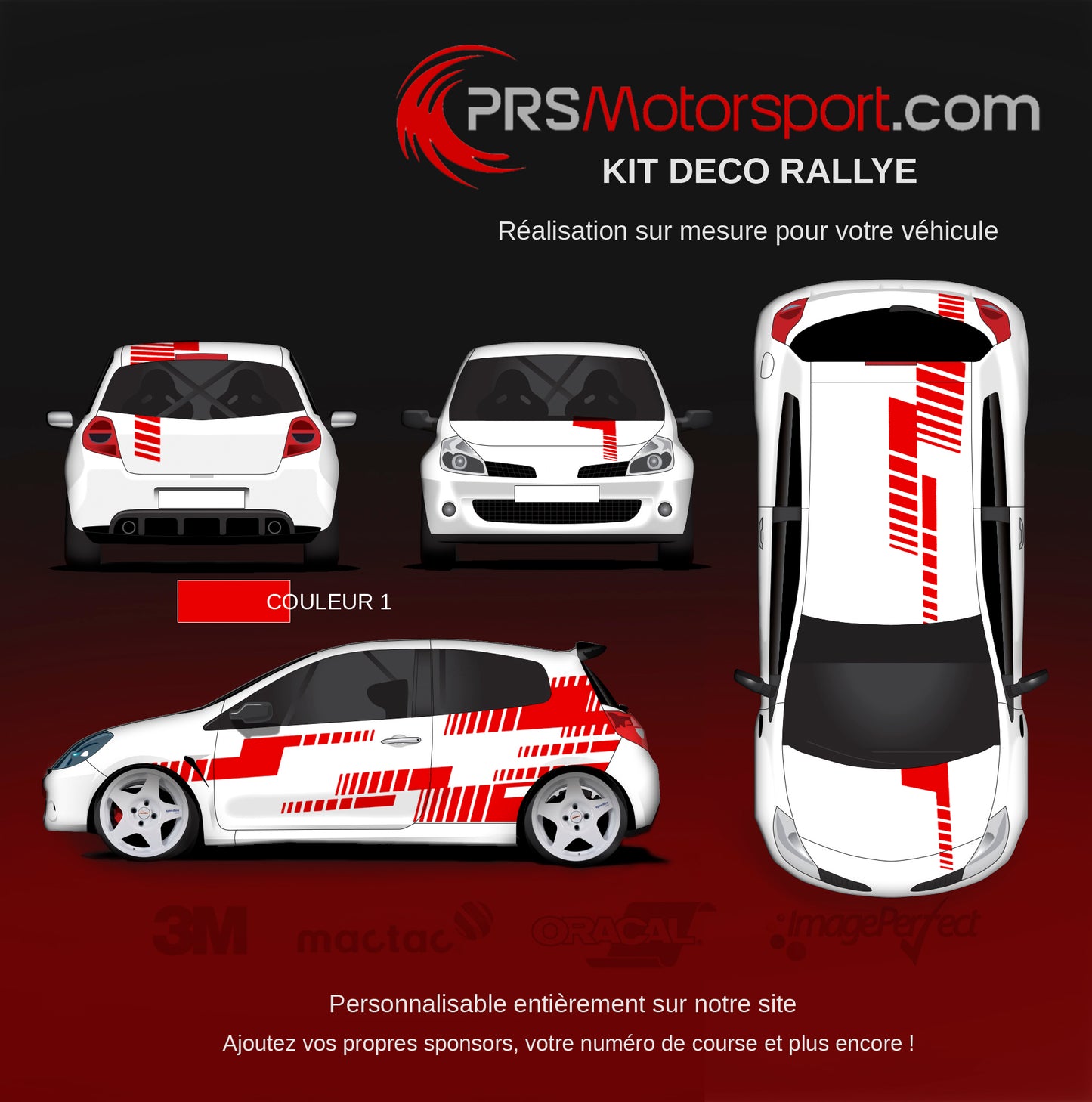 Autocollant voiture personnalisé kit deco universel pour voiture de rallye et circuit.