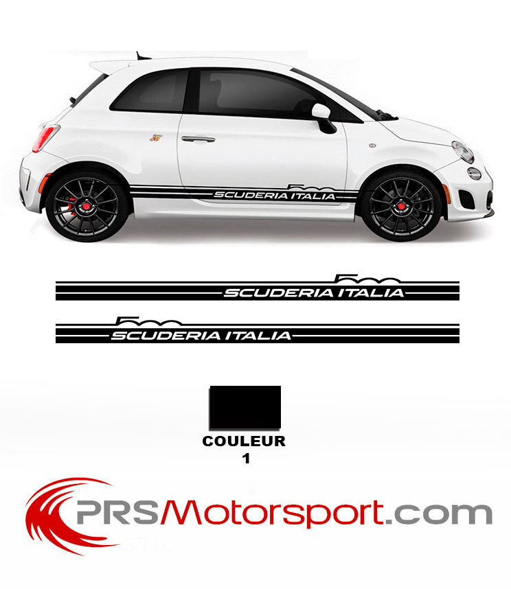 Autocollant carrosserie FIAT 500, stickers bas de caisse SCUDERIA ITALIA.