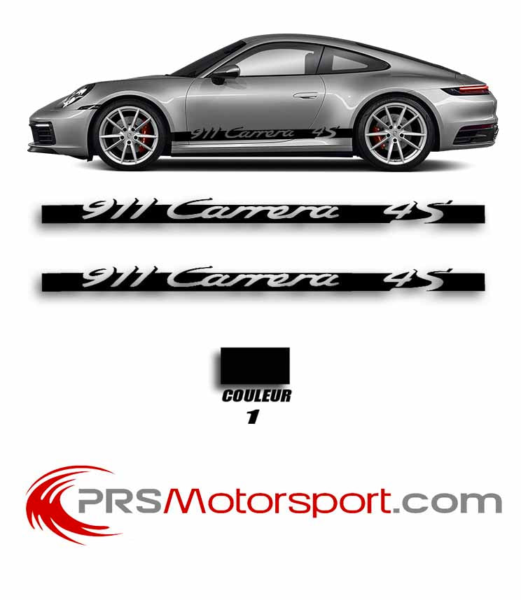 décalcomanie carrosserie porsche, autocollant voiture bas de caisse 911 carrera 4S. 