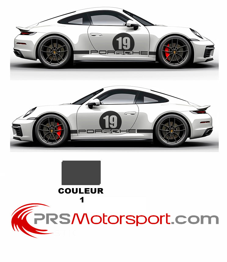 Autocollant carrosserie voiture PORSCHE 911 kit déco DAKAR numéro 19, stickers pas cher.