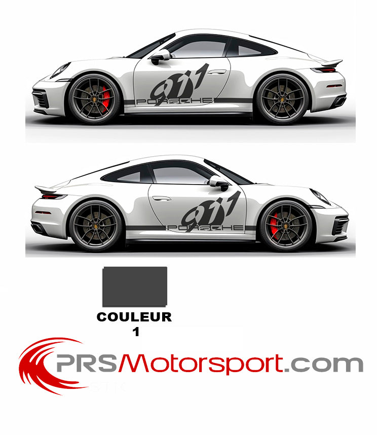 autocollant voiture pas cher, stickers kit déco Porsche 11 droit et gauche, design racing carrosserie et bas de caisse.