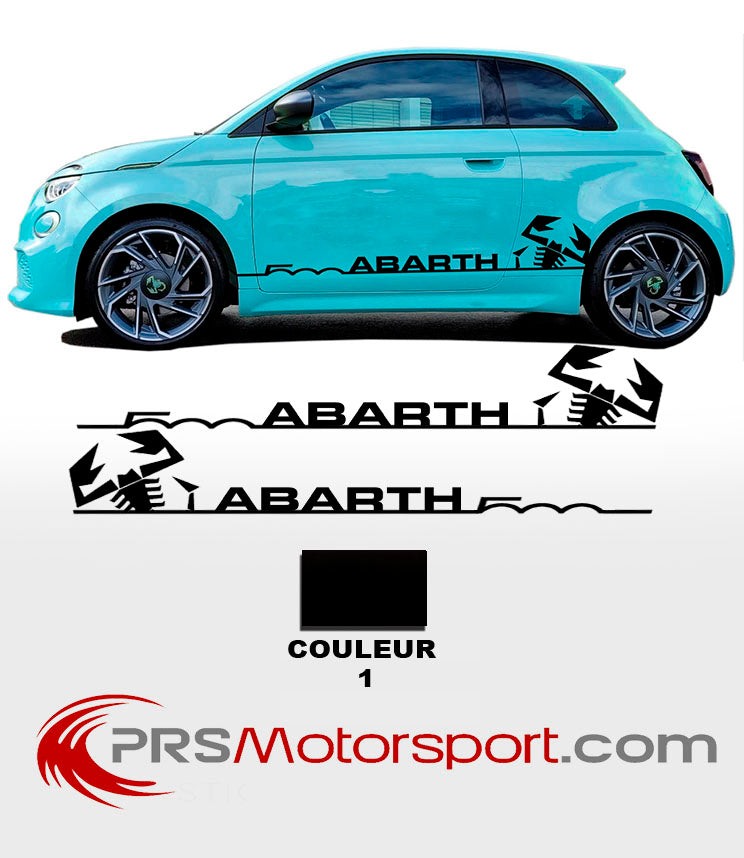 Autocollant fiat 500 ABARTH, déco bas de caisse liseret fin 500 abarth et scorpion.