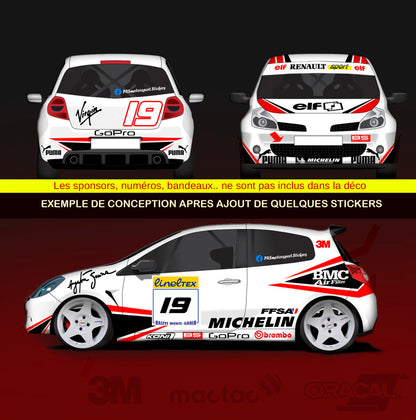 Kit déco personnalisé pour voiture de rallye et circuit. Stickers voiture de piste sur mesure. Autocollant carrosserie wrc.