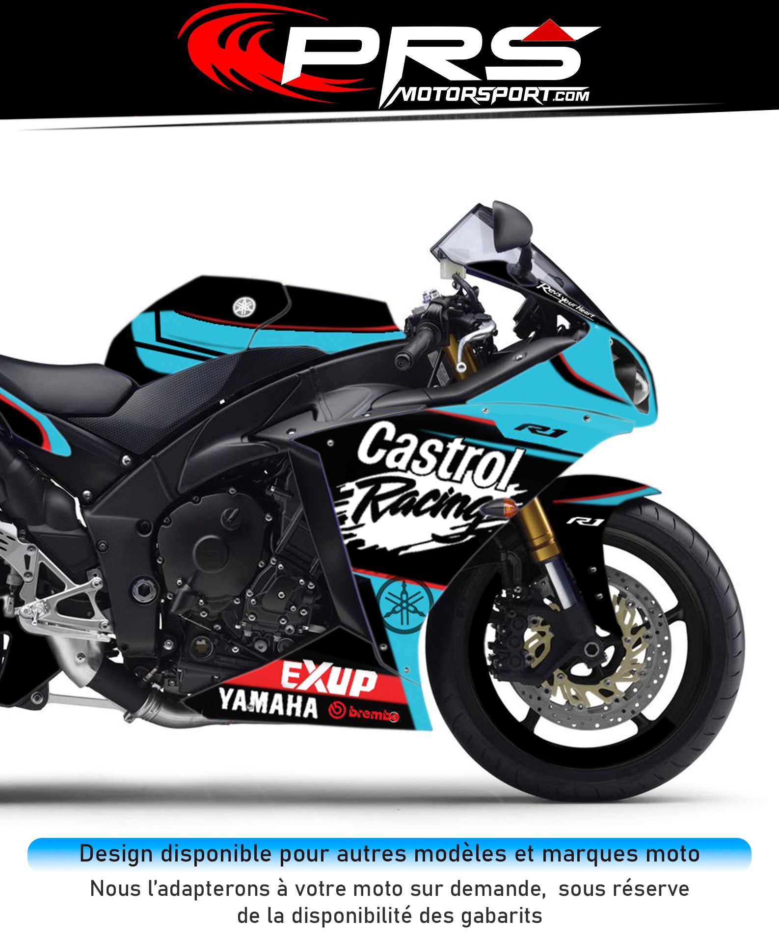kit deco moto Yamaha Castrol racing autocollant R1