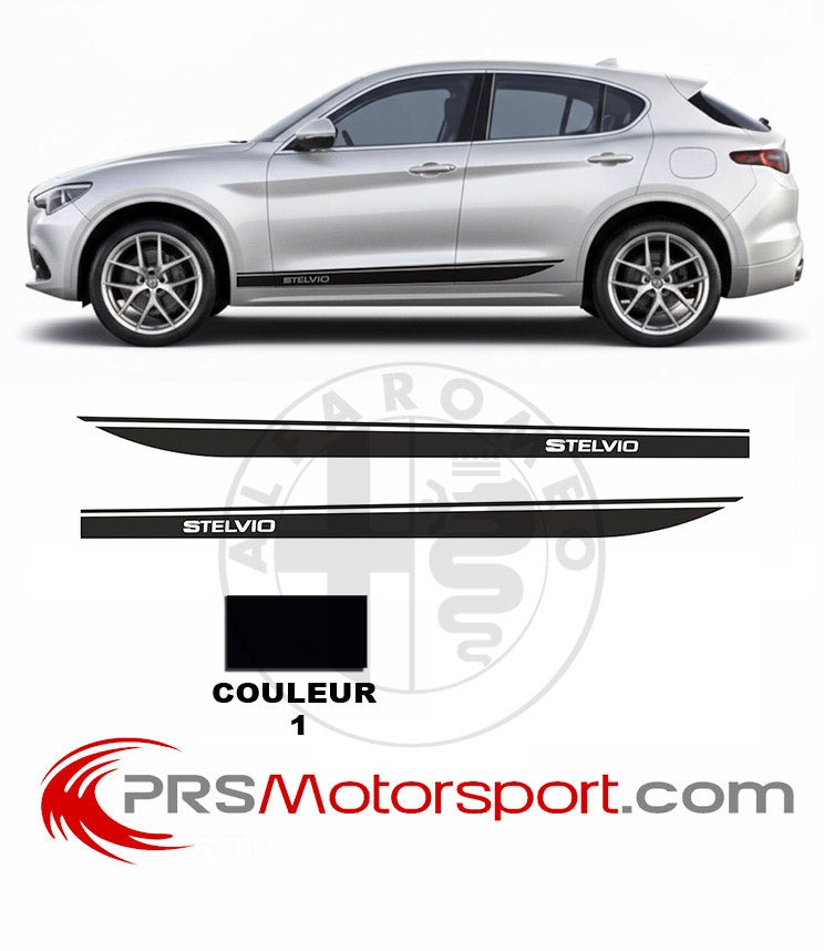 Autocollant voiture Stelvio kit déco bas de caisse bande racing 4x4 stickers.