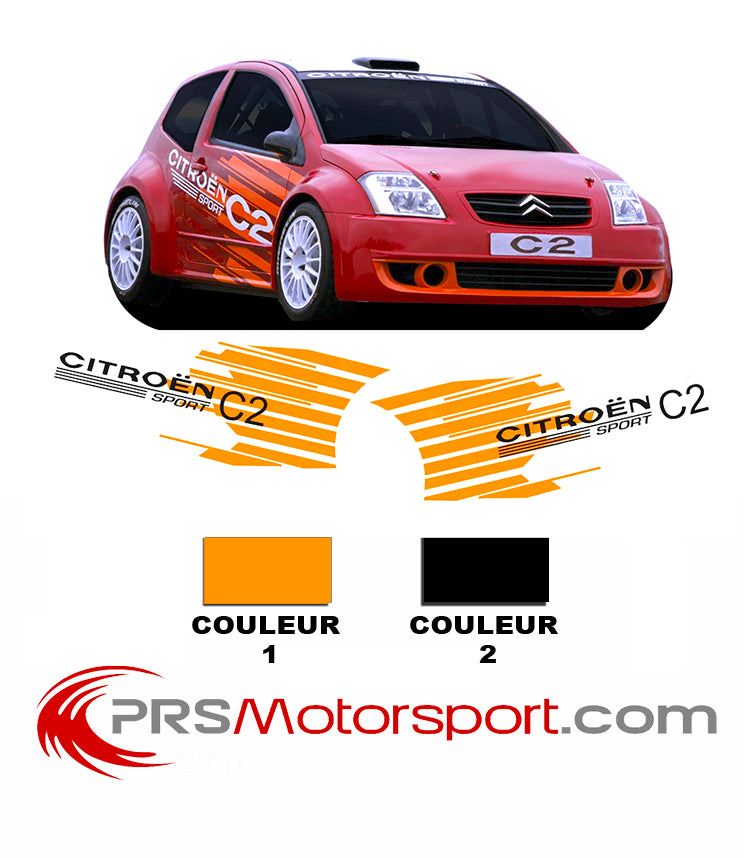 Kit deco autocollant CITROEN C2 1600 VTS, stickers citroen sport. 