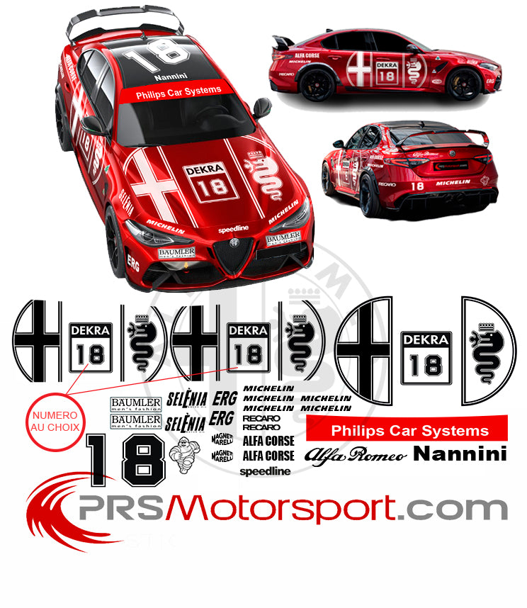 Kit déco replique Alessandro Nannini, stickers Alfa romeo 155 DTM de 1993. Autocollant carrosserie voiture. 