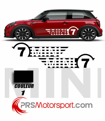 autocollant MINI COOPER SEVEN CLUB, déco carrosserie voiture, stickers bas de caisse.