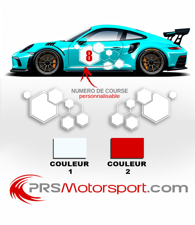 Kit déco latérale Porsche numéro de course - Stickers | PRSmotorsport ...