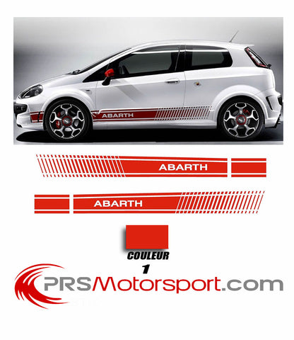 autocollant bas de caisse fiat, stickers bande racing carrosserie ABARTH. 