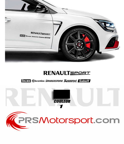 autocollant renault sport. kit déco portière carrosserie renault sport, megane et RS, clio, twingo sport. 