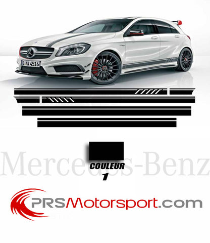 kit déco autocollant mercedes AMG, stickers carrosserie voiture, bandes racing bas de caisse. 