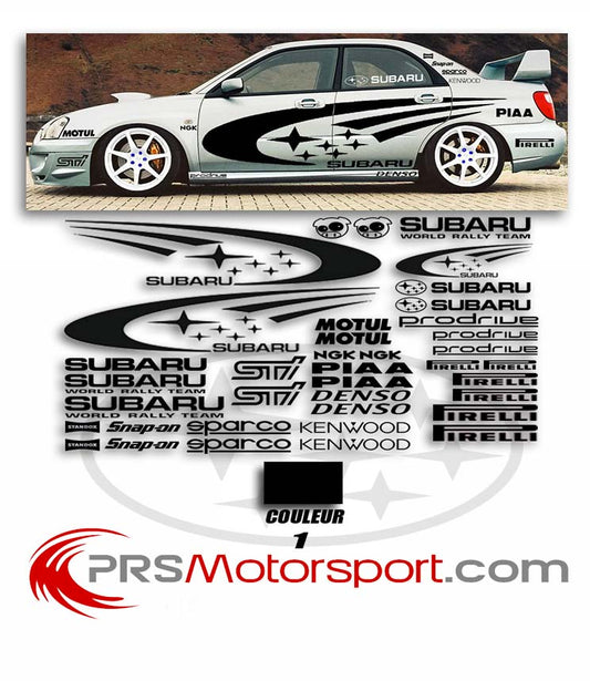 kit deco autocollant subaru rally complet. Stickers voiture subaru impreza.  Décalcomanie carrosserie voiture.