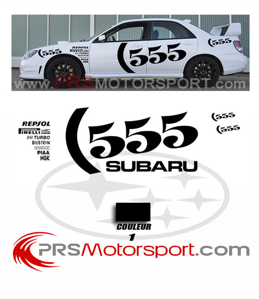 autocollant voiture rally, decalcomanie carrosserie subaru stickers 555. 