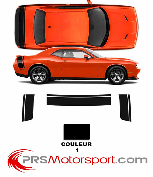 Kit déco autocollant mopar pour dodge challenger, stickers arrière coffre et coté stripes.