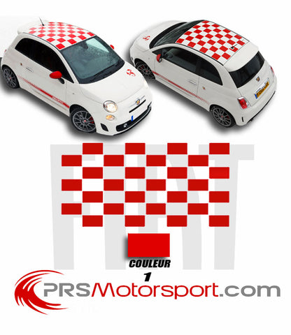 autocollant damier toit fiat 500, stickers carreaux. 