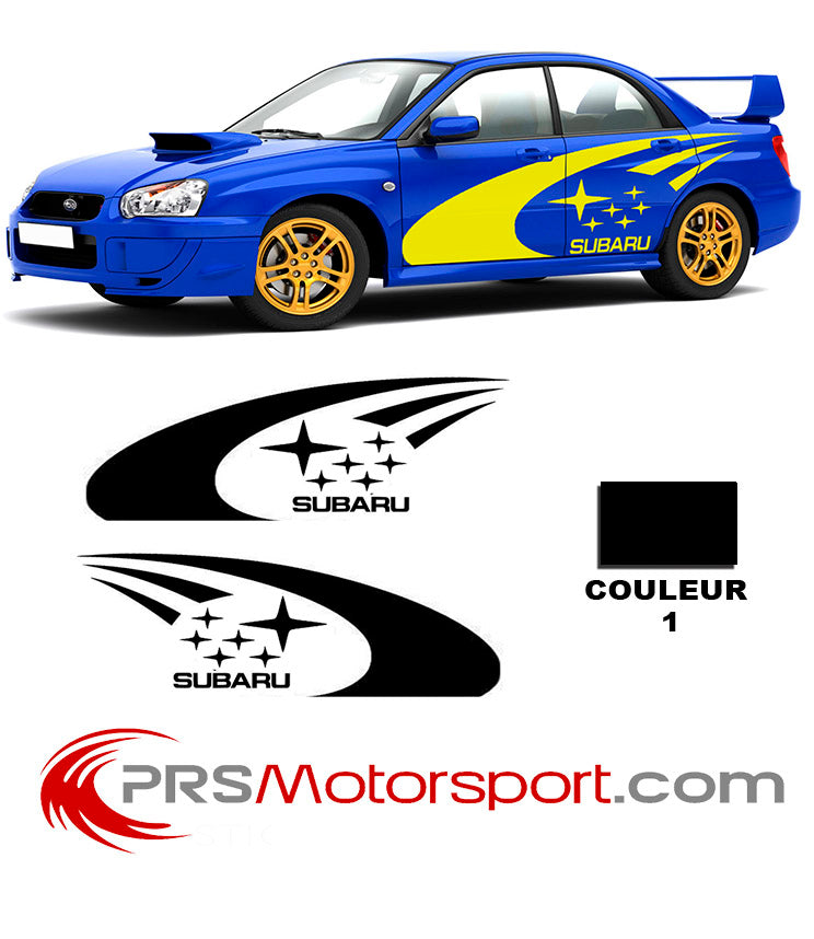 Décalcomanie SUBARU RALLYE team stickers déco carrosserie voiture. Kit déco autocollant subaru.