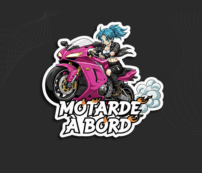 Autocollant Motarde à bord Bulma stickers dragon ball moto.
