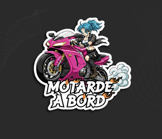 Autocollant Motarde à bord Bulma stickers dragon ball moto.