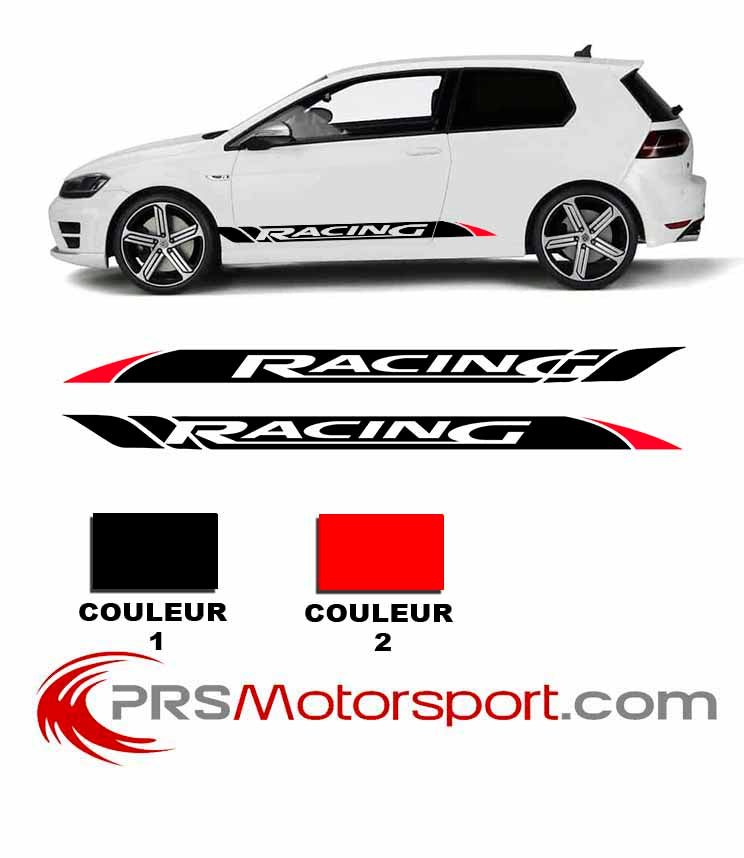 Autocollant carrosserie voiture, stickers bas de caisse RACING, decalcomanie véhicule. 