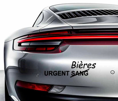 Autocollant URGENT BIERES, stickers urgent sang, humour.