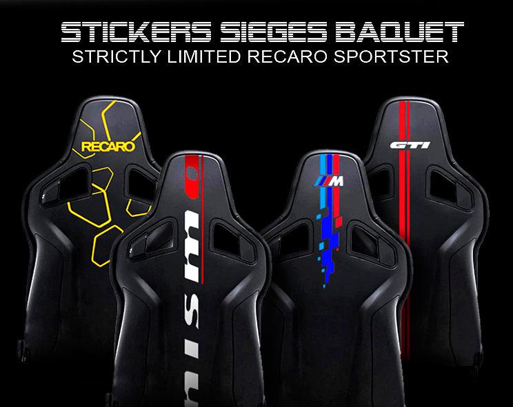 Stickers siège recaro, autocollant kit deco siège baquet voiture. 