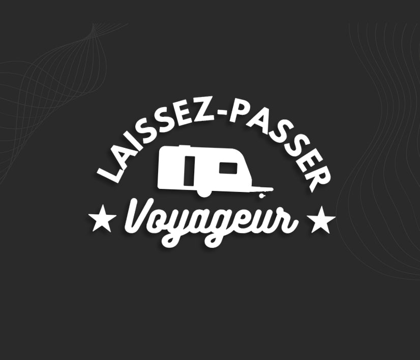 Autocollant caravane camping car, stickers laissez passer voyageur. 